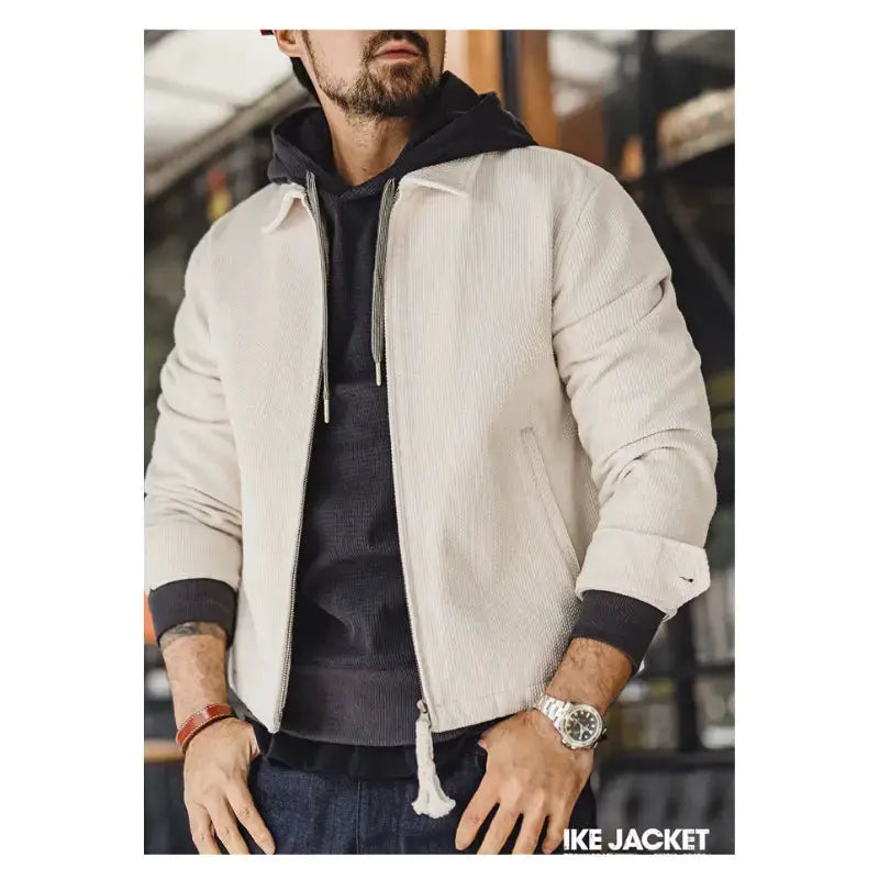 Vintage Waffle Zip Jacket | IKE Amekaji Workwear Jacket Amekaji