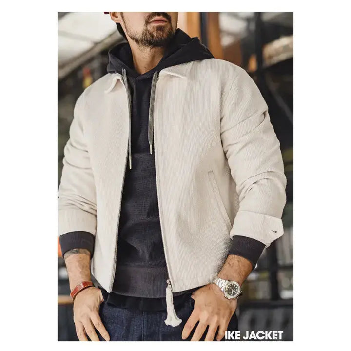 Vintage Waffle Zip Jacket | IKE Amekaji Workwear Jacket Amekaji