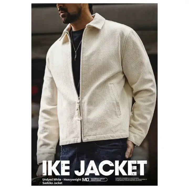 Vintage Waffle Zip Jacket | IKE Amekaji Workwear Jacket Amekaji