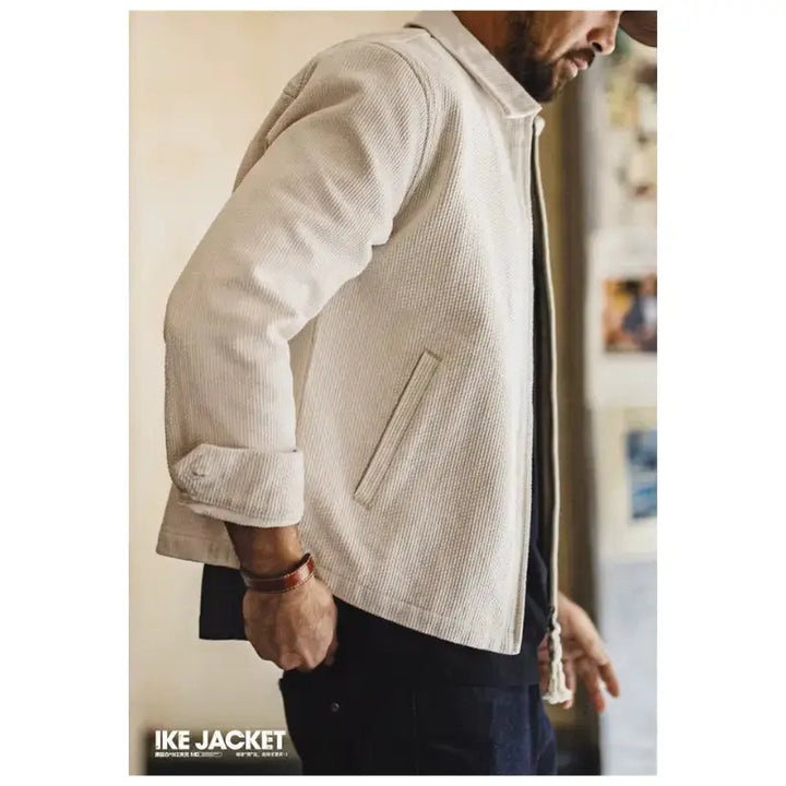 Vintage Waffle Zip Jacket | IKE Amekaji Workwear Jacket Amekaji