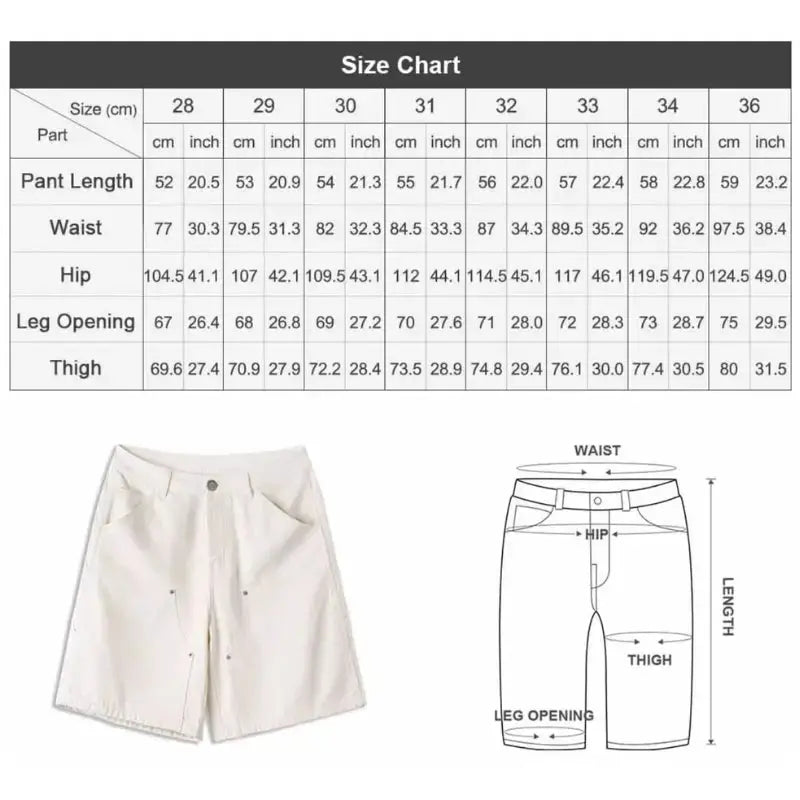 White Denim Carpenter Shorts | Amekaji Workwear Lumberjack Style Amekaji