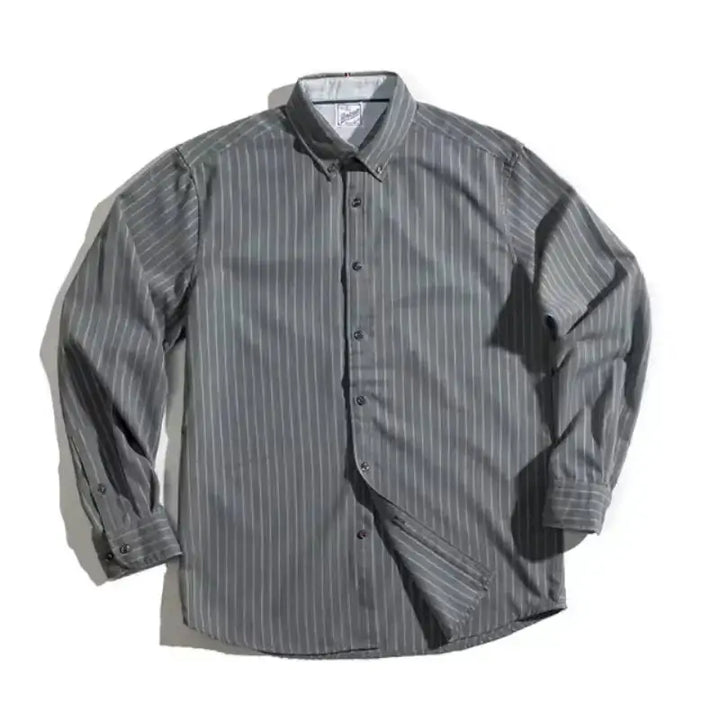 Workwear Vertical Stripe Shirt | American Retro Casual Shirts Amekaji