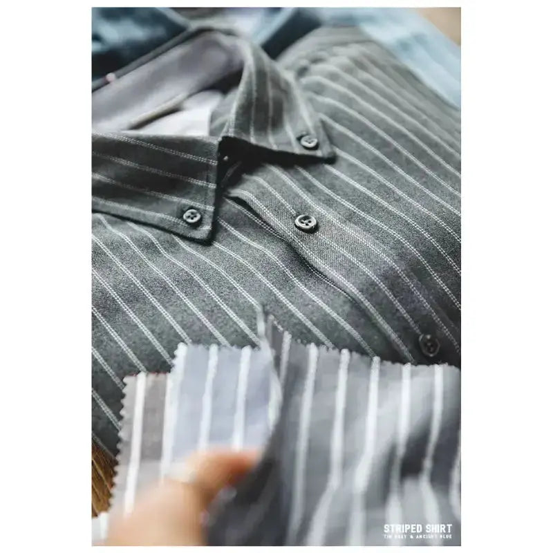 Workwear Vertical Stripe Shirt | American Retro Casual Shirts Amekaji