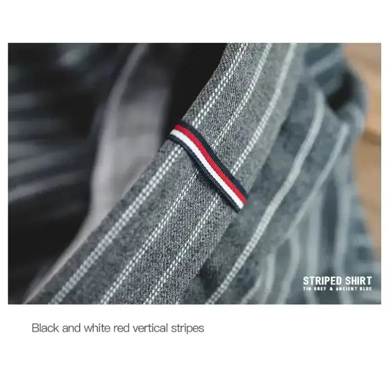 Workwear Vertical Stripe Shirt | American Retro Casual Shirts Amekaji